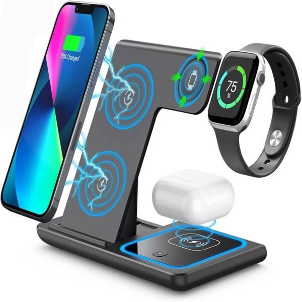 3-in-1 Foldable Wireless Charging Station – Fast 15W Charger for Phone, Watch & Earbuds - Image 1