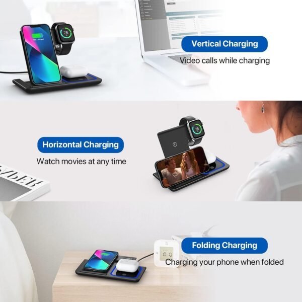 3-in-1 Foldable Wireless Charging Station – Fast 15W Charger for Phone, Watch & Earbuds - Image 5