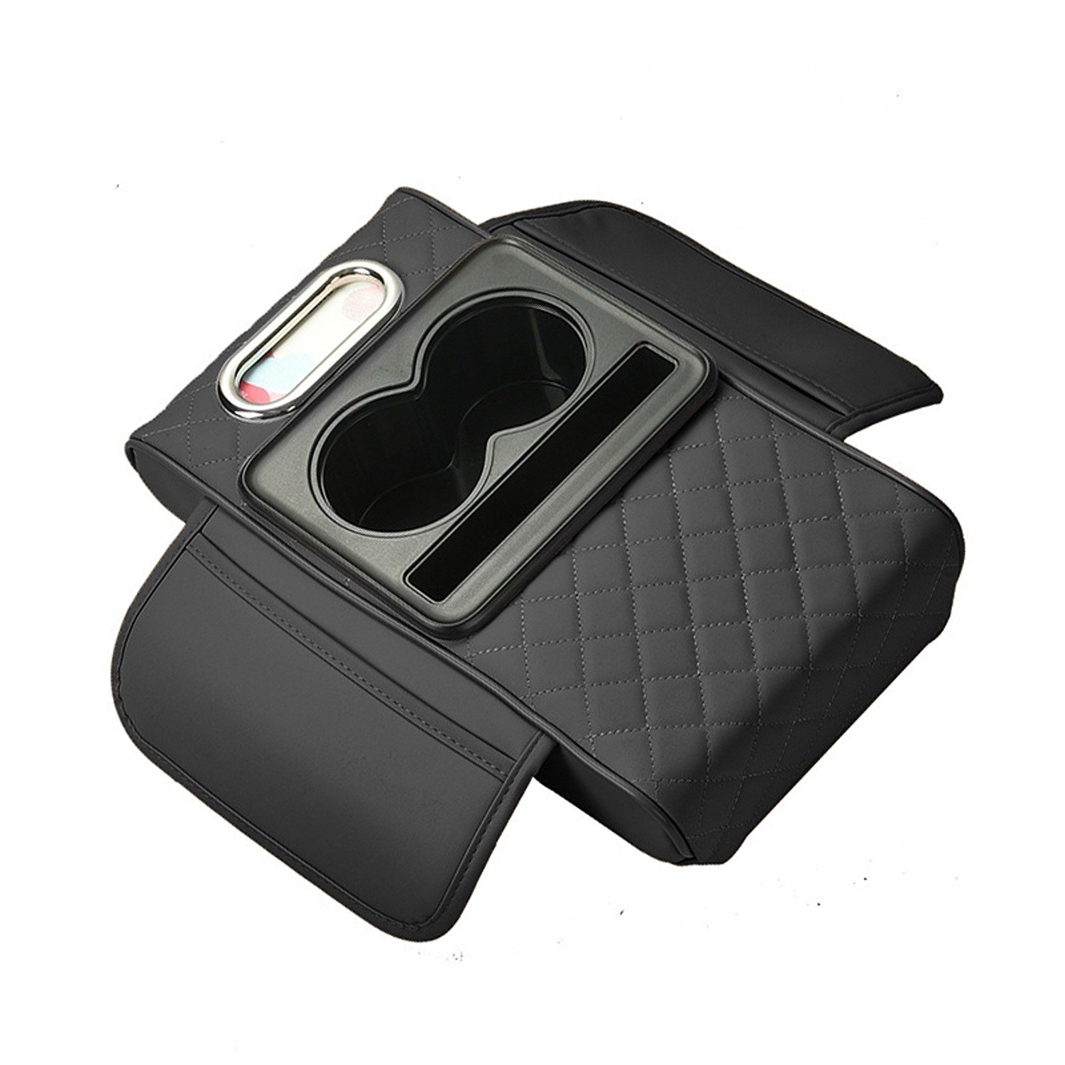 Car Armrest Support with Storage Bag, Tissue Box & Cup Holder - Image 2