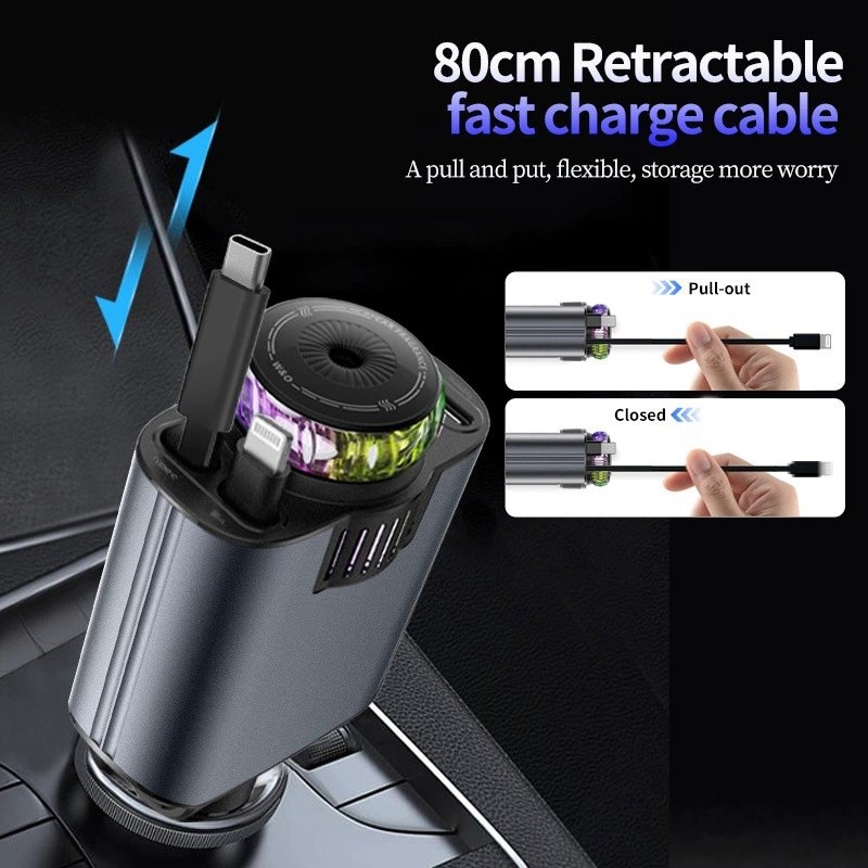 5-in-1 Car Phone Charger with Star Projection & Fragrance - Image 4