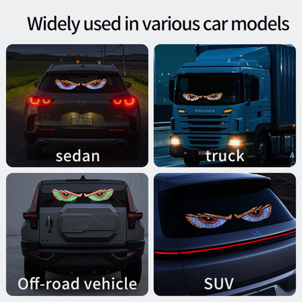LED Demon Eyes Car Display – Interactive Winking Eyes Animation Panel for Windshield & Rear Window Decoration - Image 2