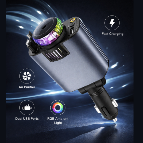 5-in-1 Car Phone Charger with Star Projection & Fragrance - Image 1