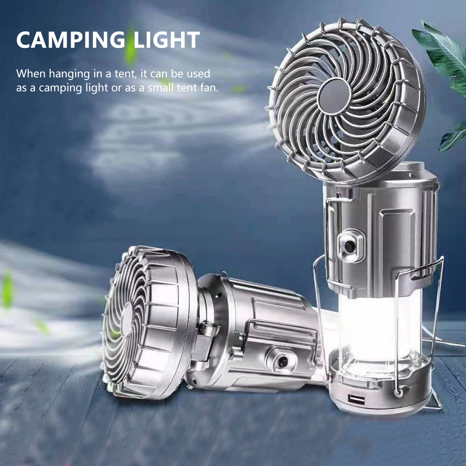 Portable solar camping light with fan and mobile phone charging - Image 1