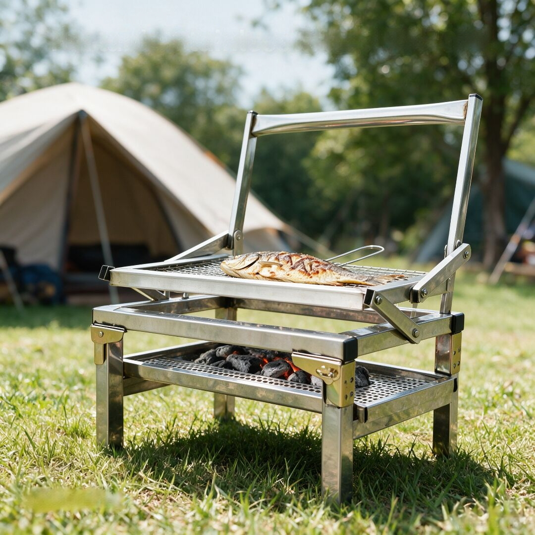 Foldable Stainless Steel Charcoal Barbecue Grill - Image 2