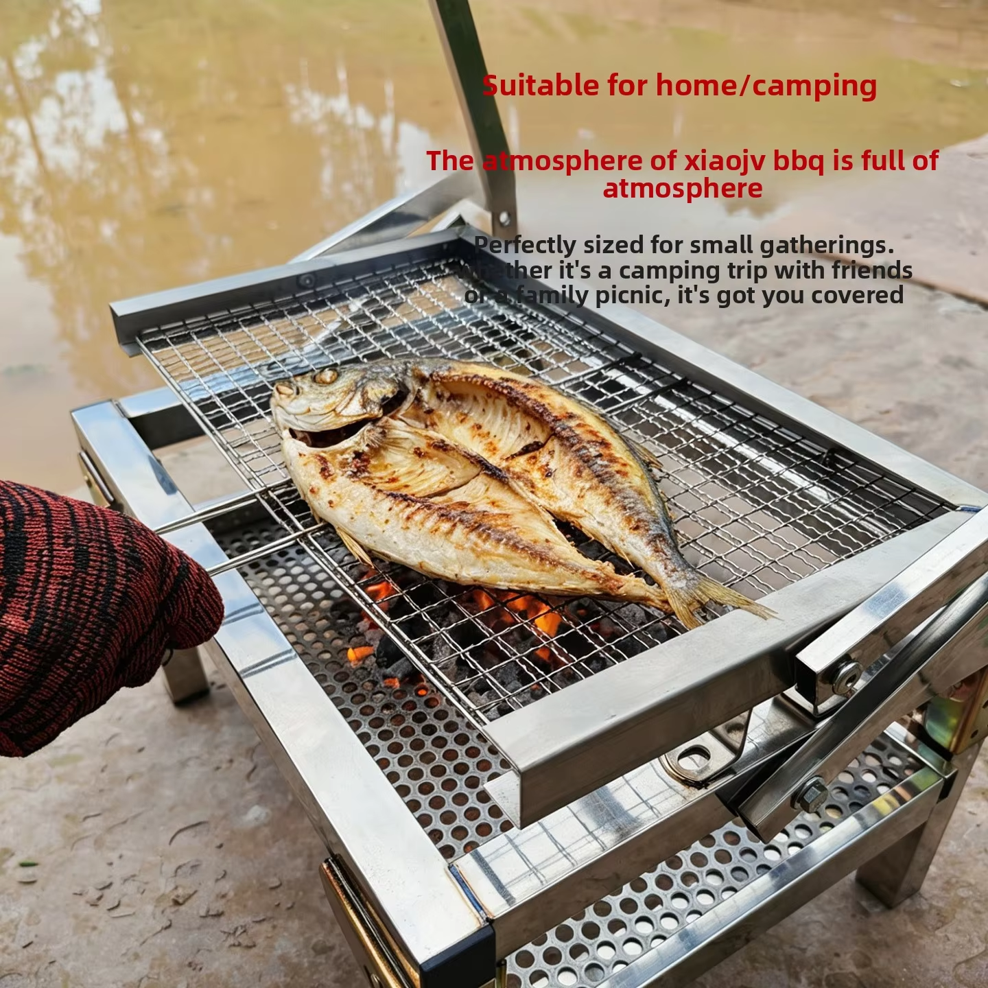 Foldable Stainless Steel Charcoal Barbecue Grill - Image 3