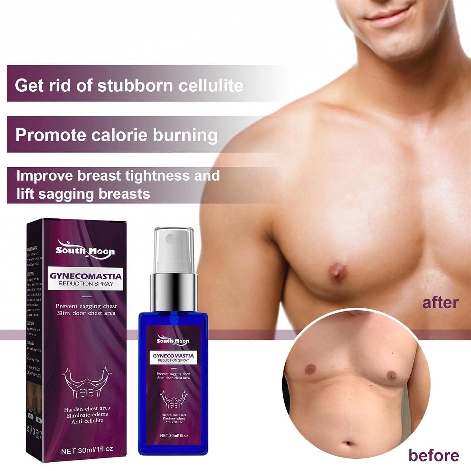 South Moon Spray Reduction Muscle Accelerating Hardening Spray Tighten Chest Muscle Fitness - 30ml - Image 1