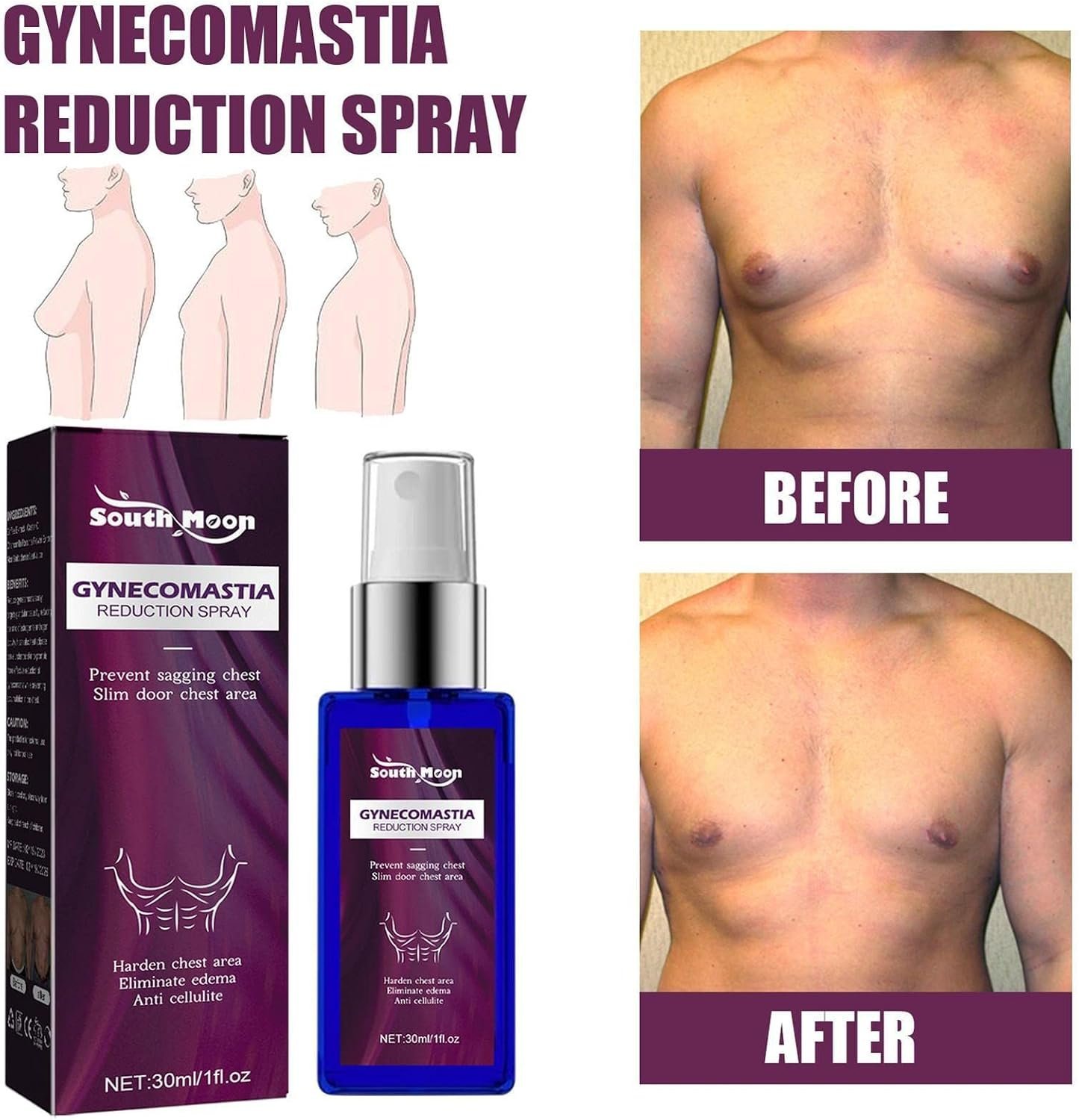 South Moon Spray Reduction Muscle Accelerating Hardening Spray Tighten Chest Muscle Fitness - 30ml - Image 6