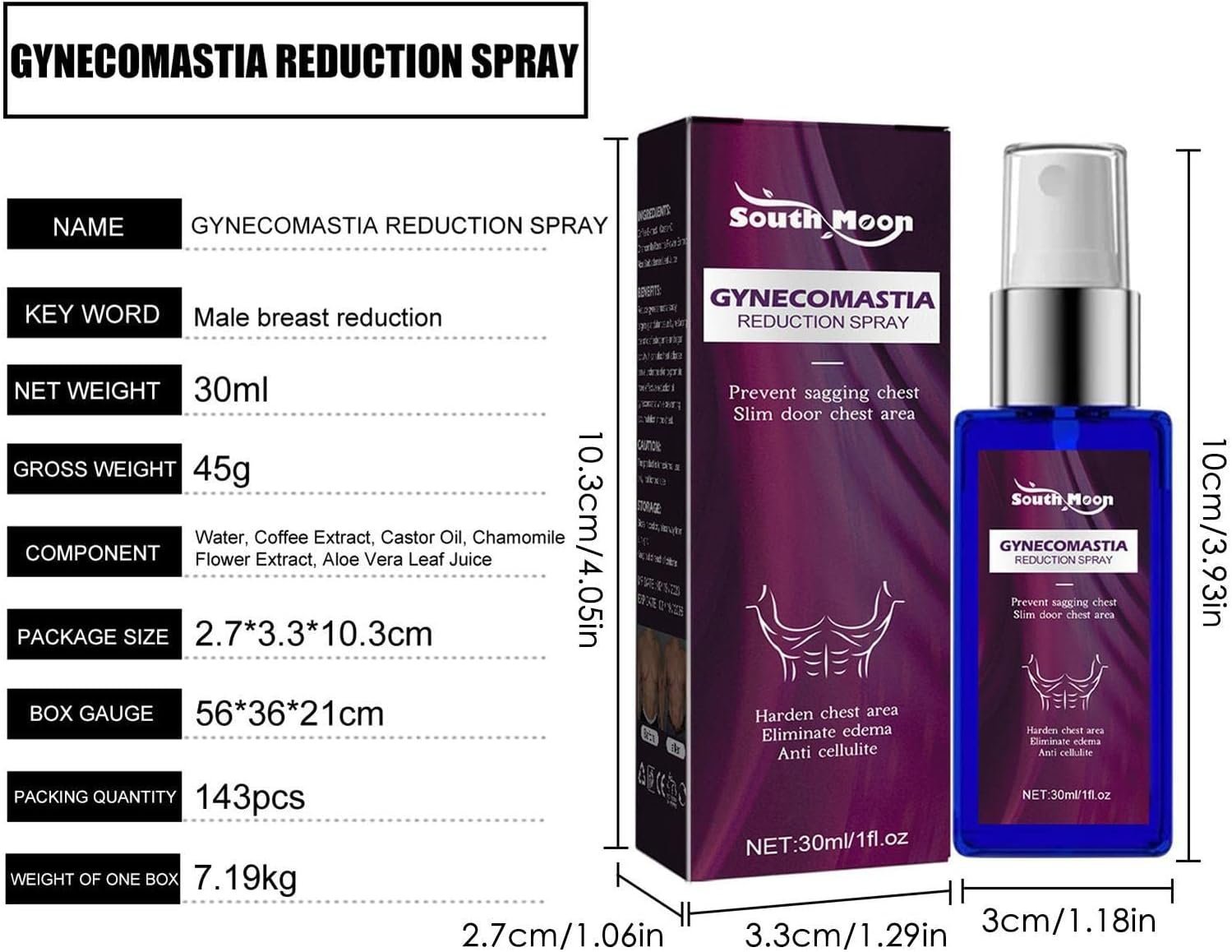 South Moon Spray Reduction Muscle Accelerating Hardening Spray Tighten Chest Muscle Fitness - 30ml - Image 2