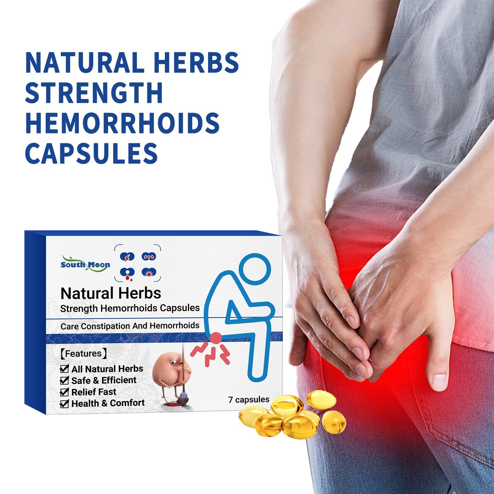 Natural Herbal Strength Hemorrhoids Capsules, Natural Hemorrhoids Relief Capsules - Image 1